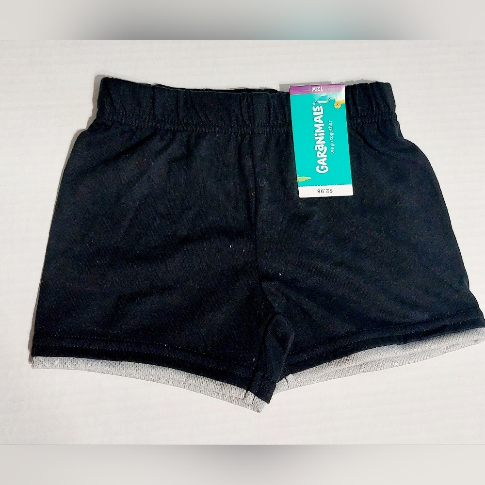 Black and grey‎ trimmed 12 mo Garanimals Shorts NWT